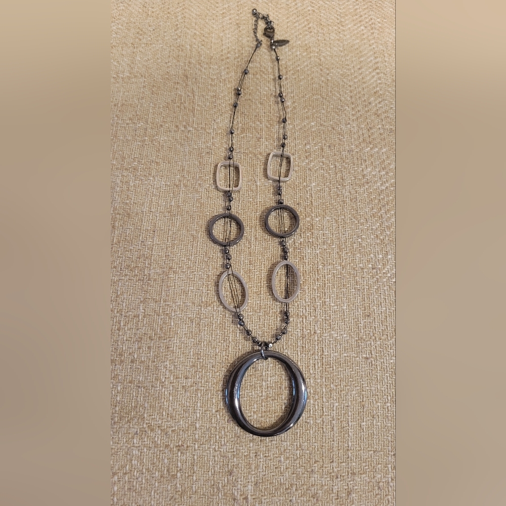 Elegant Black And Silver Tone Necklace